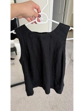 LOFT Black Linen Blend Sleeveless Tank Top